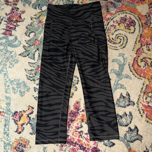 High-Rise Black Zebra Print Capris